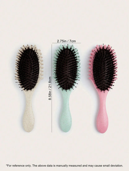 Oval Air Cushion Comb With Handle, Wheat Straw Styling Brush, Detangling Hair Brush for Professional Use