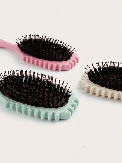 Oval Air Cushion Comb With Handle, Wheat Straw Styling Brush, Detangling Hair Brush for Professional Use