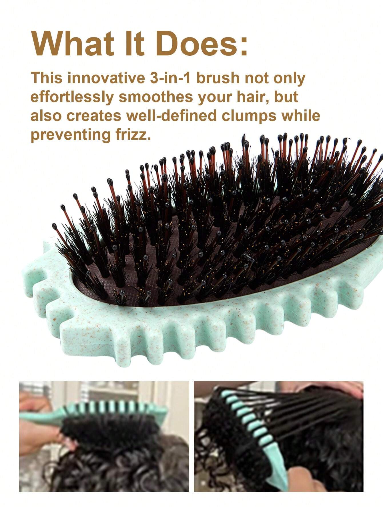 Oval Air Cushion Comb With Handle, Wheat Straw Styling Brush, Detangling Hair Brush for Professional Use