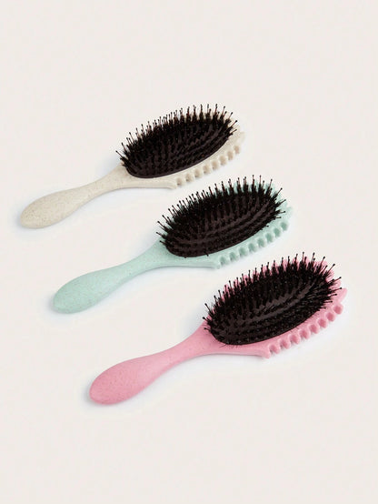 Oval Air Cushion Comb With Handle, Wheat Straw Styling Brush, Detangling Hair Brush for Professional Use