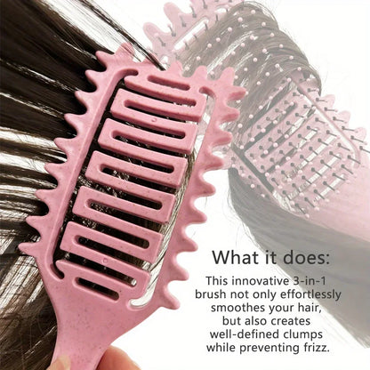 3 in 1 Curl Define Styling Brush, Hair Comb for Tangled Hair, Hollow Out Brush for Shaping Defining Curls