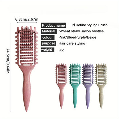 3 in 1 Curl Define Styling Brush, Hair Comb for Tangled Hair, Hollow Out Brush for Shaping Defining Curls