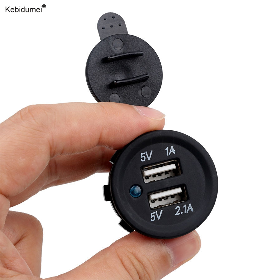 12V Dual USB Car Charger Socket by kebidumei, Universal Splitter, Auto Power Adapter, Cigarette Lighter Outlet Black