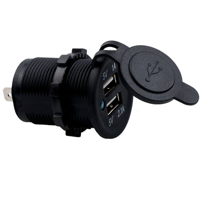 12V Dual USB Car Charger Socket by kebidumei, Universal Splitter, Auto Power Adapter, Cigarette Lighter Outlet Black