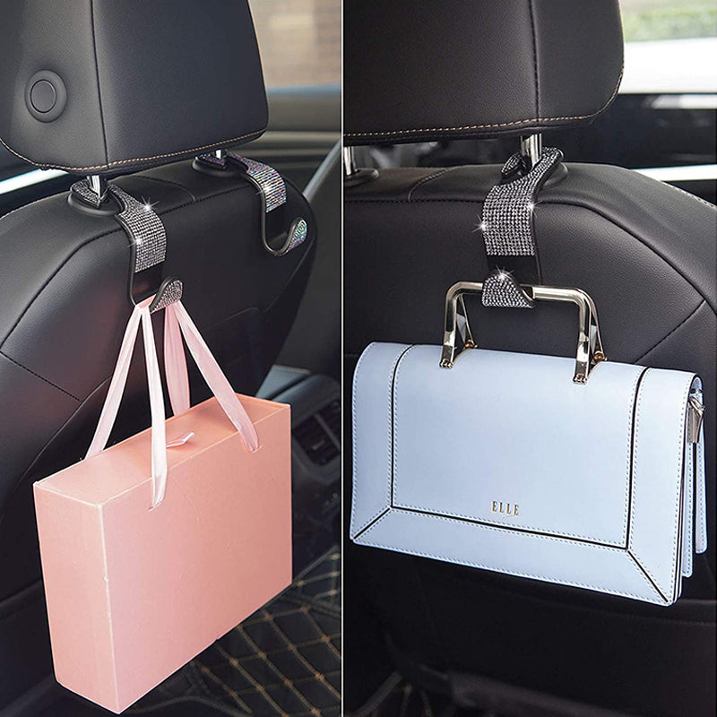 Car Seat Back Hook With Rhinestones Multifunction Headrest Storage Holder Hanging Organizer For Aut 2