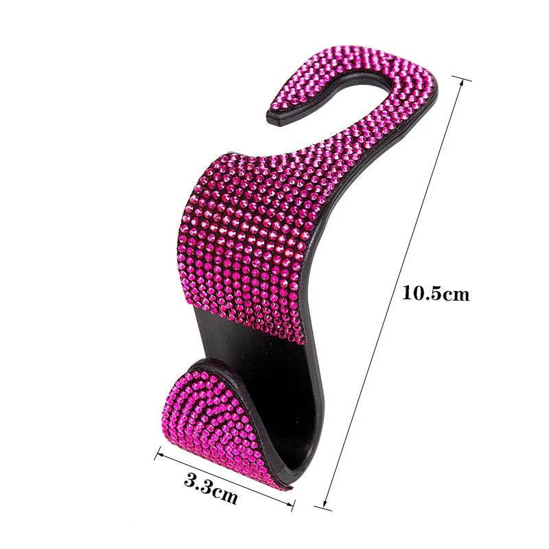 Car Seat Back Hook With Rhinestones Multifunction Headrest Storage Holder Hanging Organizer For Aut 5