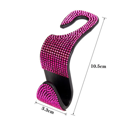 Car Seat Back Hook With Rhinestones Multifunction Headrest Storage Holder Hanging Organizer For Aut 5