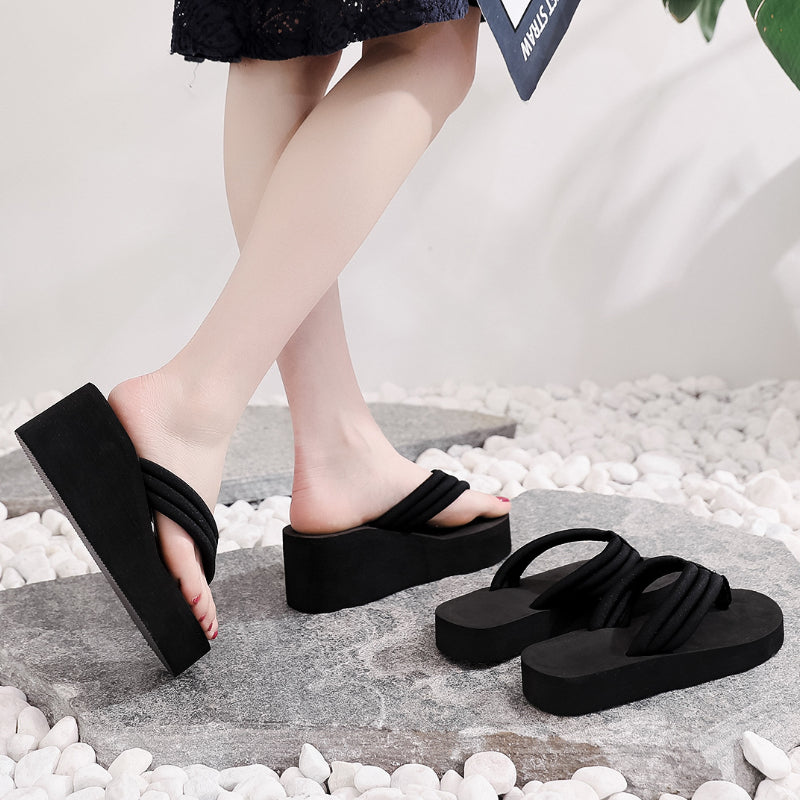 Women's Fashion Wedge Flip Flops, Summer Platform Shoes Light Weight, Girls Indoor Beach Slippers, Ladies Street Sandals