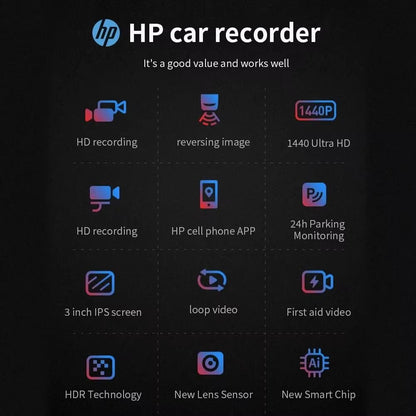 HP 2K HD Dash Cam  Night Vision Car Camera With WiFi Loop Recording  Parking Monitor 2