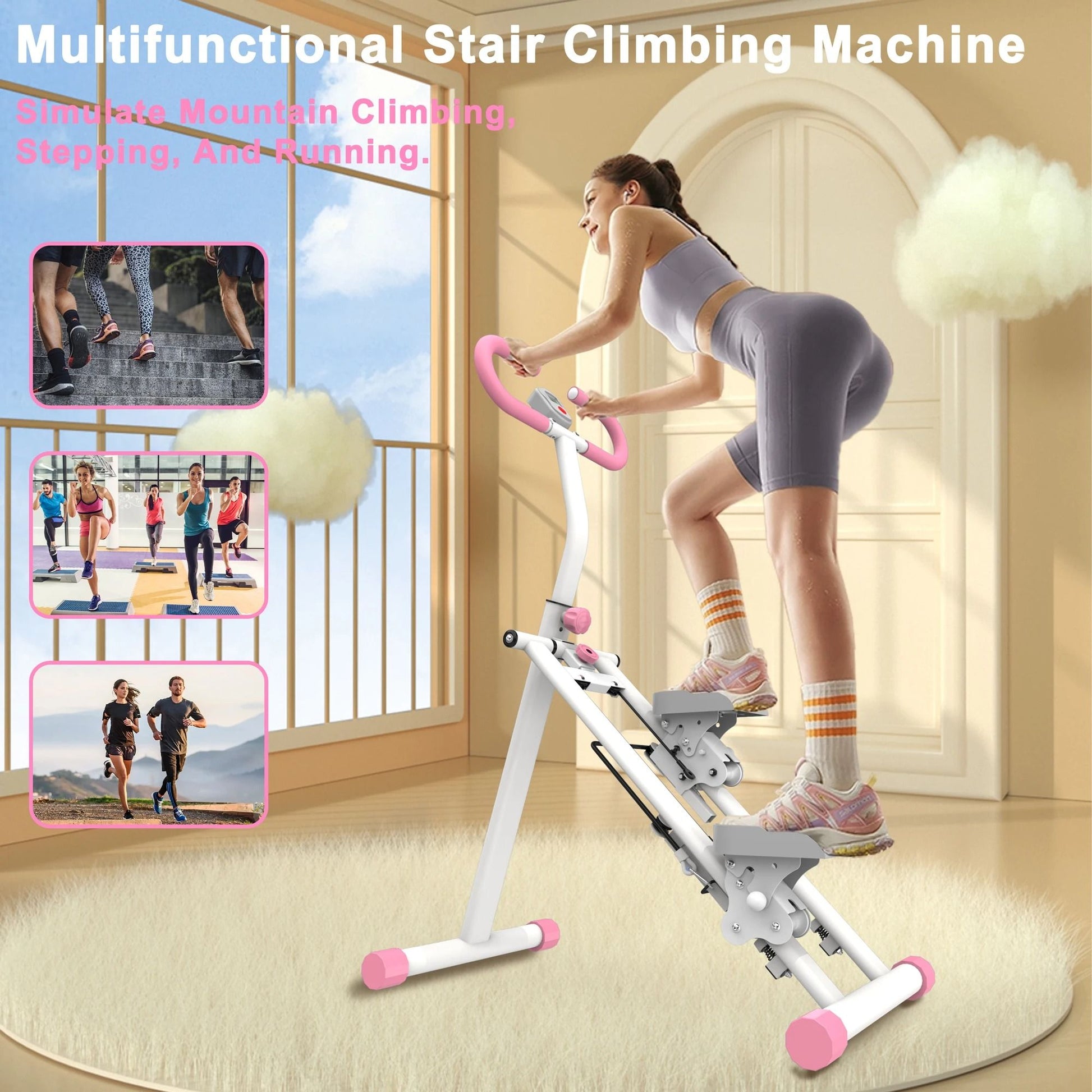 Heavy Duty Foldable Vertical Climber with Handlebar for Full Body Cardio and Strength Training