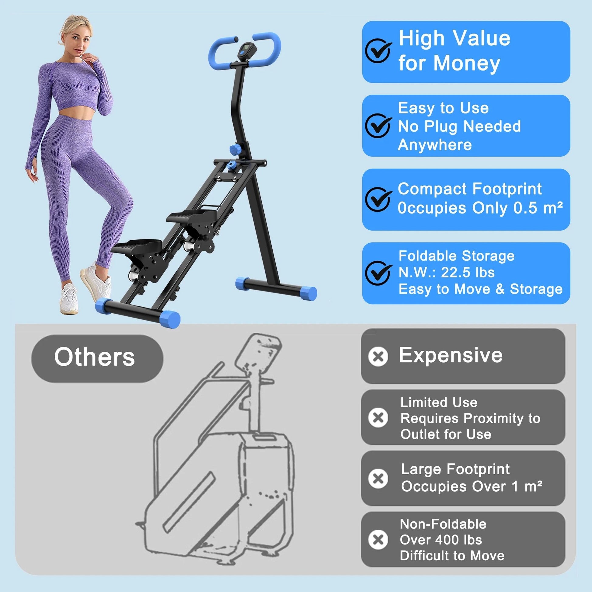 Heavy Duty Foldable Vertical Climber With Handlebar For Full Body Cardio And Strength Training 5