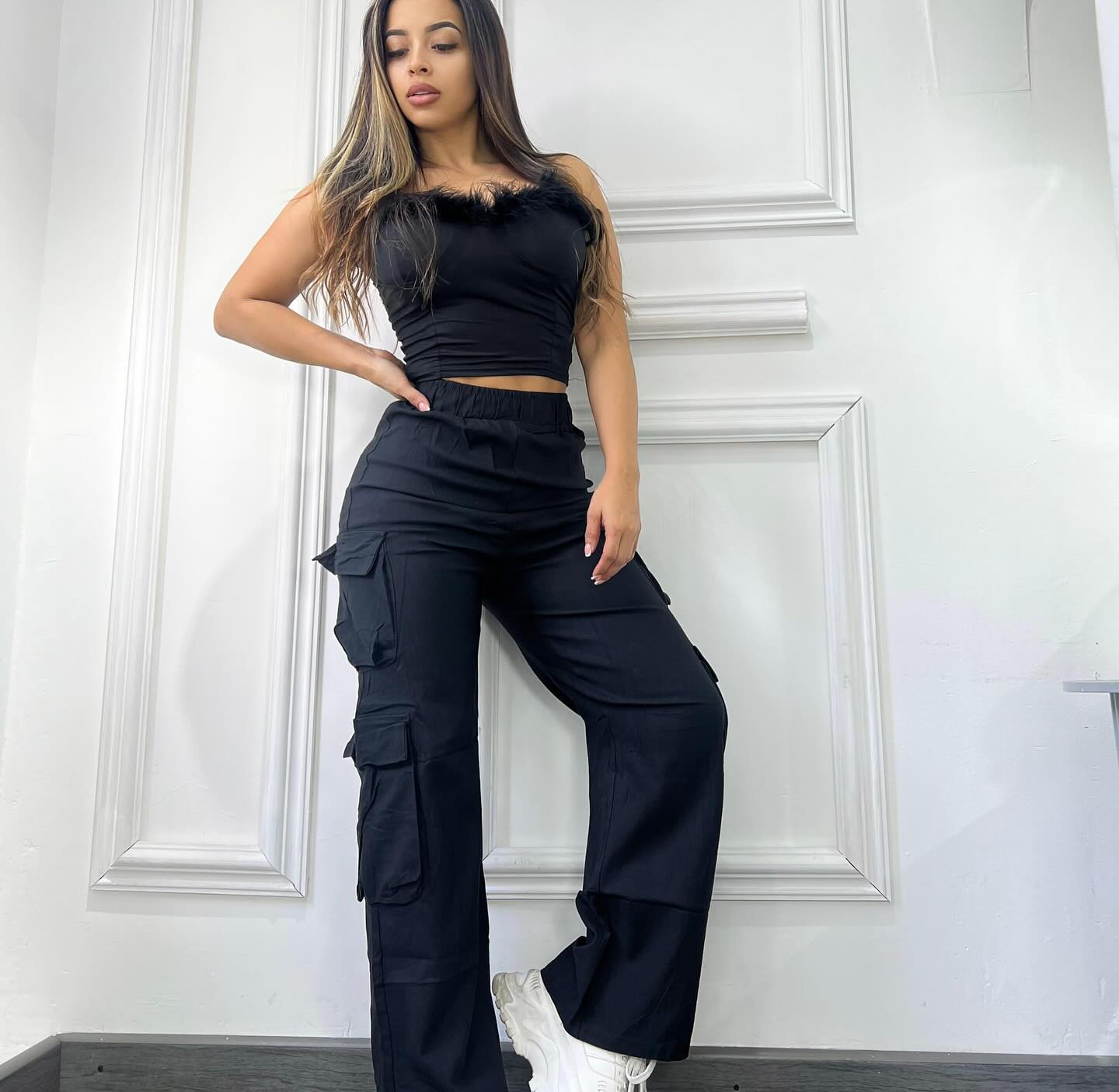 Women's Straight Cargo Pants High Waist Baggy Trousers Y2K Streetwear Vintage Wide Leg Casual Pants with Pockets