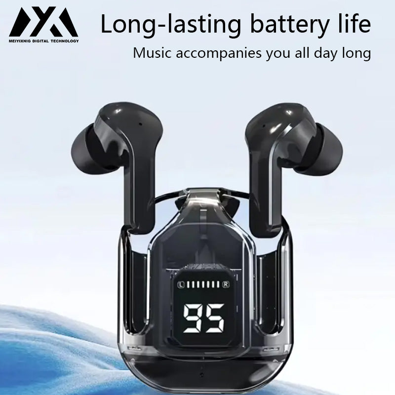 Air31 Wireless Headphones LED Power Display Crystal Earphones With Mic 200mAh Charging Case Stereo  1