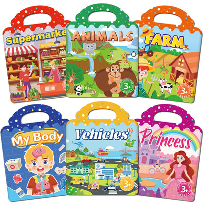 Kids Reusable DIY Sticker Books, Multi-Scene Jelly Sticker Set, Montessori Learning Toy & Creative Gift for Children
