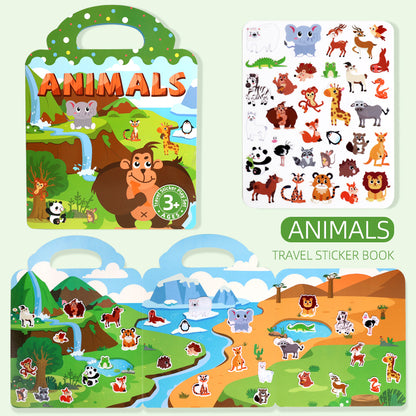Kids Reusable DIY Sticker Books, Multi-Scene Jelly Sticker Set, Montessori Learning Toy & Creative Gift for Children