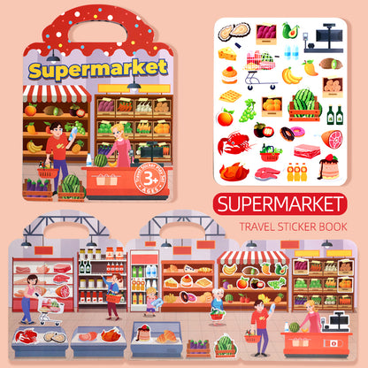 Kids Reusable DIY Sticker Books, Multi-Scene Jelly Sticker Set, Montessori Learning Toy & Creative Gift for Children