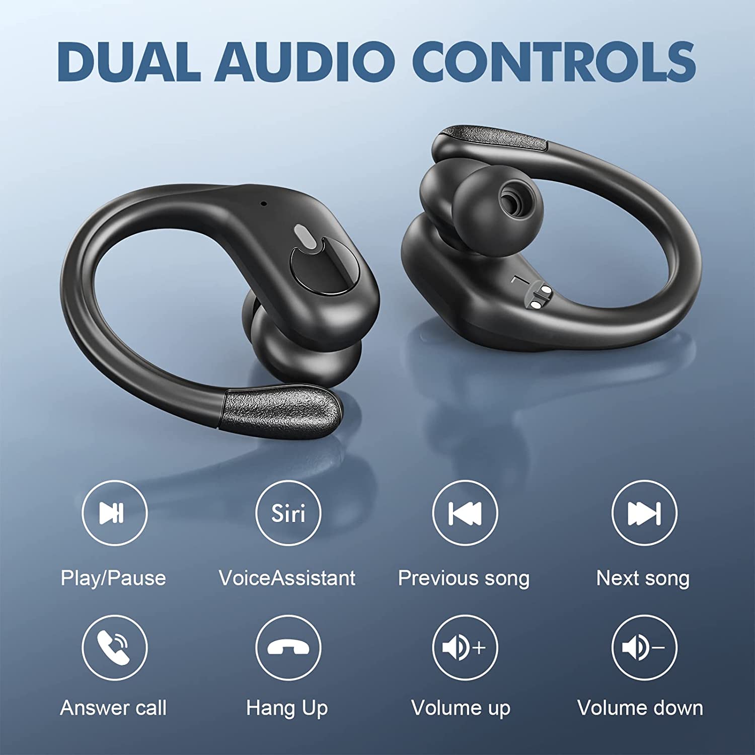 Bluetooth TWS Sports Earphones, True Wireless Headphones with LED Display, Waterproof Noise Reduction Earbuds
