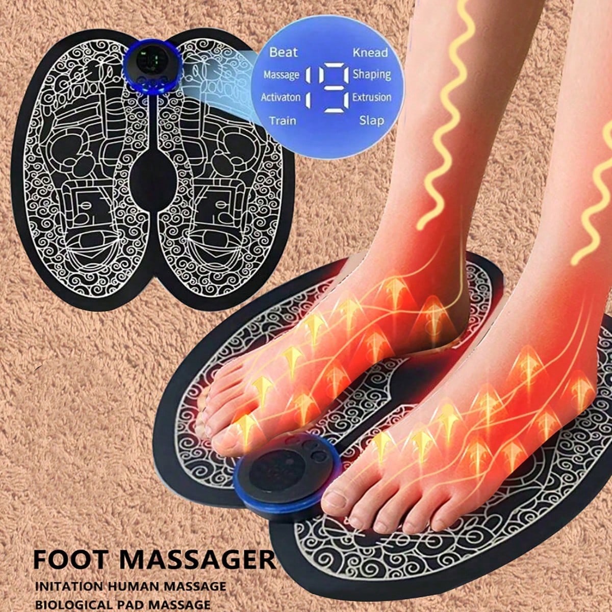 Rechargeable Electric Foot Massager, Portable Cordless Foot Massage Device, Improves Blood Circulation, Relaxes Muscles