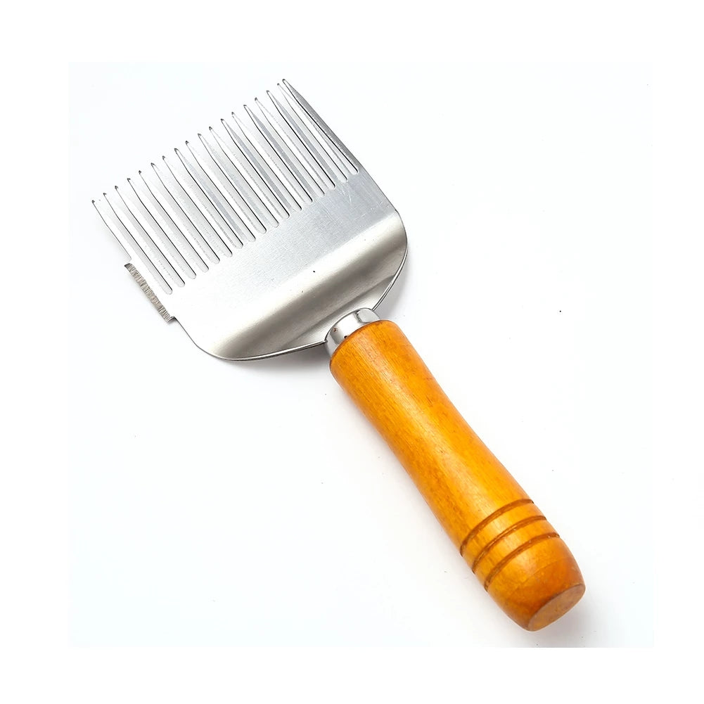 Durable BEE Fork Honey Knife, 17-Root Stainless Steel Comb Cutter with Wood Handle for Beekeepers & Honey Harvesting
