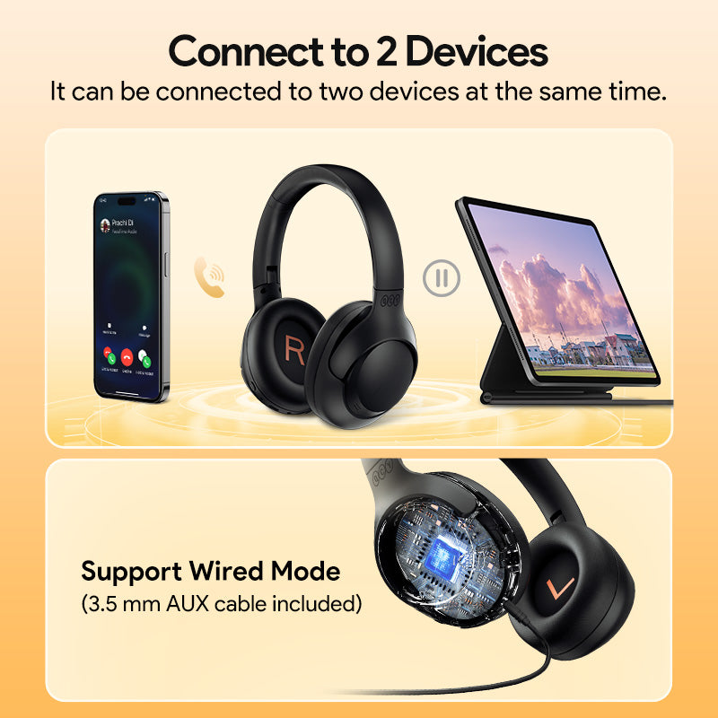 Bluetooth Hi Res Audio Over Ear Headset QCY H3 ANC Wireless Headphones Hybrid Noise Cancelling Earp 5