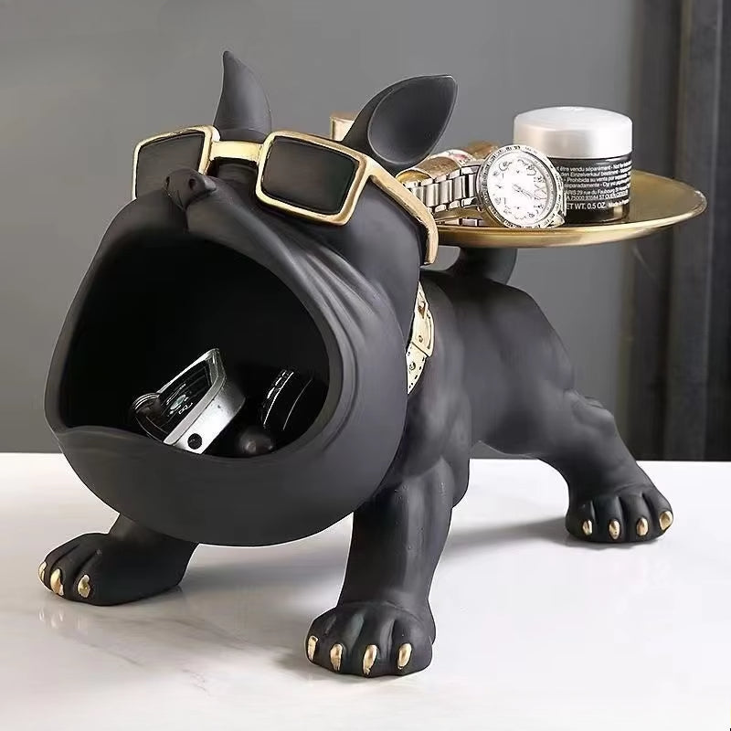 30cm Home Decor Bulldog Figurine, Resin Dog Statue Storage Box Animal Ornament & Art Sculpture for Living Room, Office