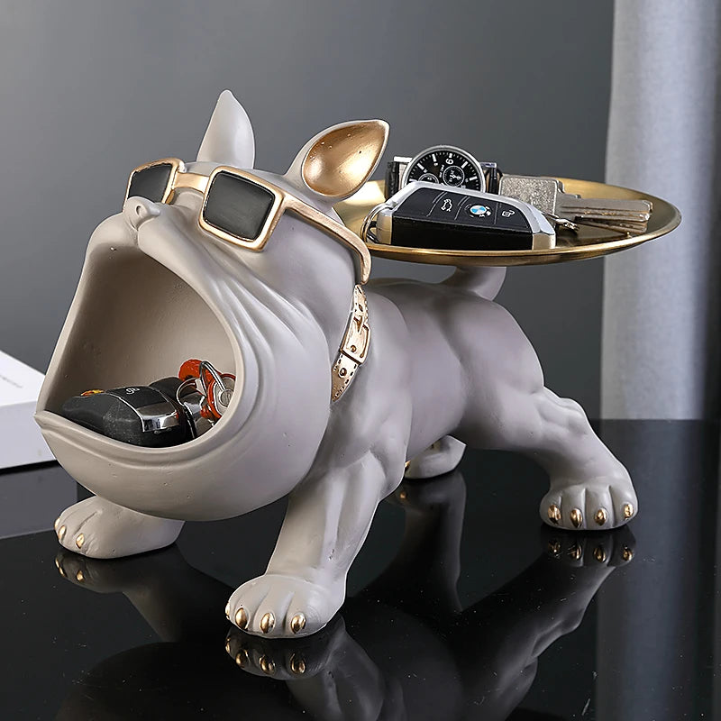 30cm Home Decor Bulldog Figurine, Resin Dog Statue Storage Box Animal Ornament & Art Sculpture for Living Room, Office