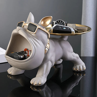 30cm Home Decor Bulldog Figurine, Resin Dog Statue Storage Box Animal Ornament & Art Sculpture for Living Room, Office