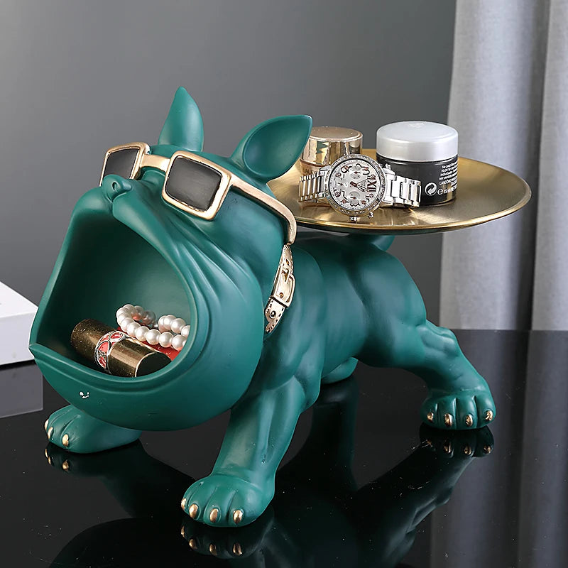 30cm Home Decor Bulldog Figurine, Resin Dog Statue Storage Box Animal Ornament & Art Sculpture for Living Room, Office
