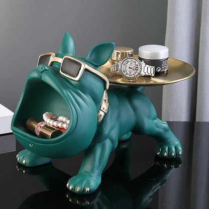 30cm Home Decor Bulldog Figurine, Resin Dog Statue Storage Box Animal Ornament & Art Sculpture for Living Room, Office