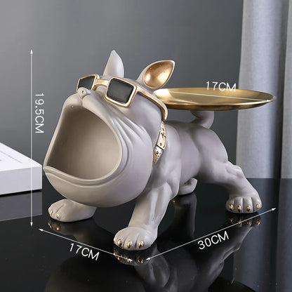 30cm Home Decor Bulldog Figurine, Resin Dog Statue Storage Box Animal Ornament & Art Sculpture for Living Room, Office