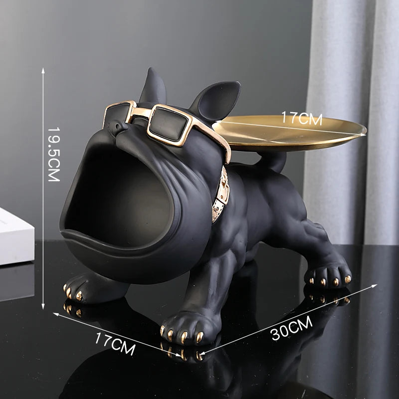 30cm Home Decor Bulldog Figurine, Resin Dog Statue Storage Box Animal Ornament & Art Sculpture for Living Room, Office