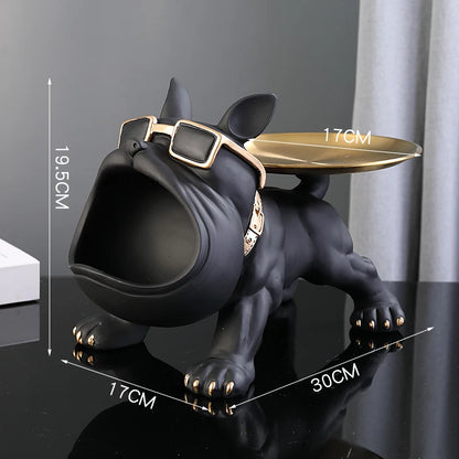 30cm Home Decor Bulldog Figurine, Resin Dog Statue Storage Box Animal Ornament & Art Sculpture for Living Room, Office