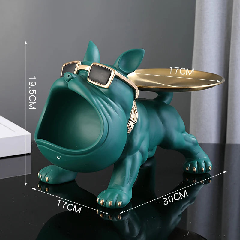 30cm Home Decor Bulldog Figurine, Resin Dog Statue Storage Box Animal Ornament & Art Sculpture for Living Room, Office