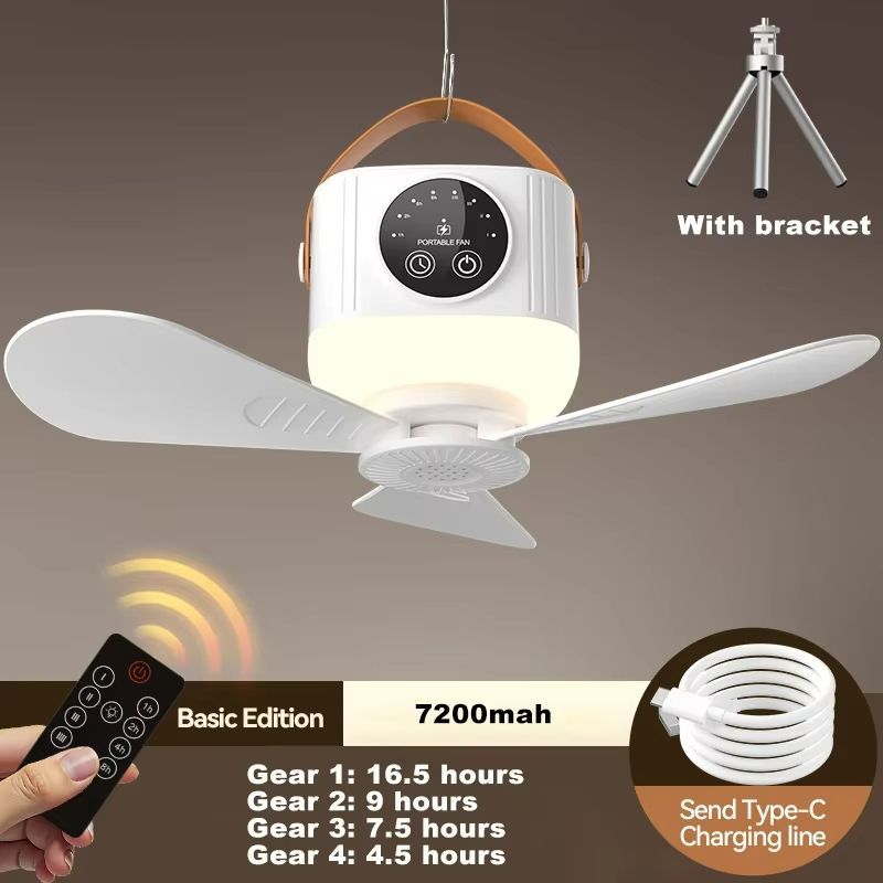 Rechargeable LED Ceiling Fan With Remote  Silent Portable  Powerful For Home  Camping 8