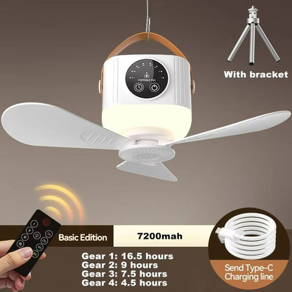 Rechargeable LED Ceiling Fan With Remote  Silent Portable  Powerful For Home  Camping 8