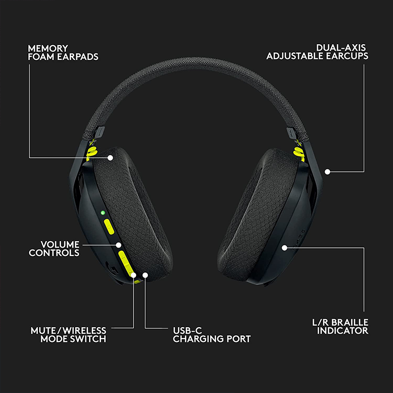 Logitech Bluetooth Wireless Gaming Headset Surround Sound Audio Over Ear Headphones For PC Laptop A 1