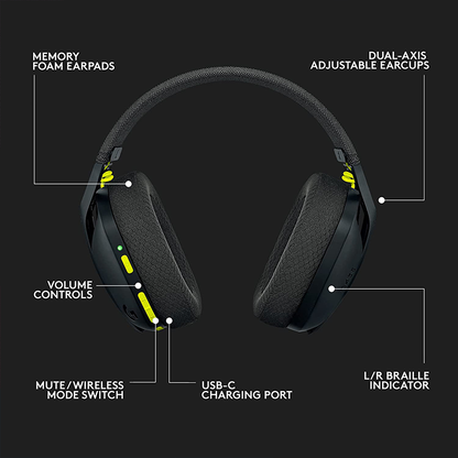 Logitech Bluetooth Wireless Gaming Headset Surround Sound Audio Over Ear Headphones For PC Laptop A 1