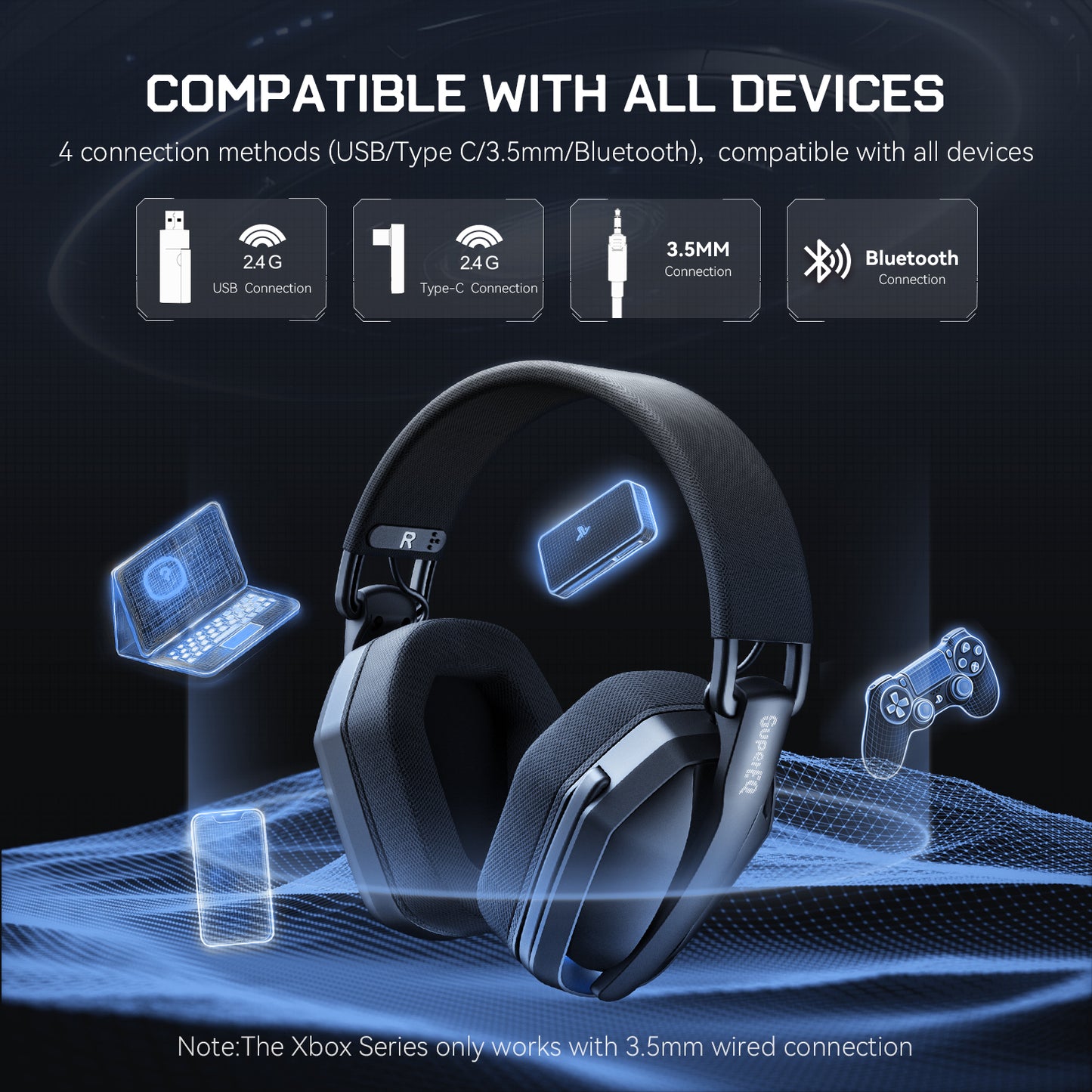 SuperEQ G19BT Wireless Gaming Headphones, Ultra-light Bluetooth 5.4 Headset, Mic for PC PS5 Xbox EKSA Choice