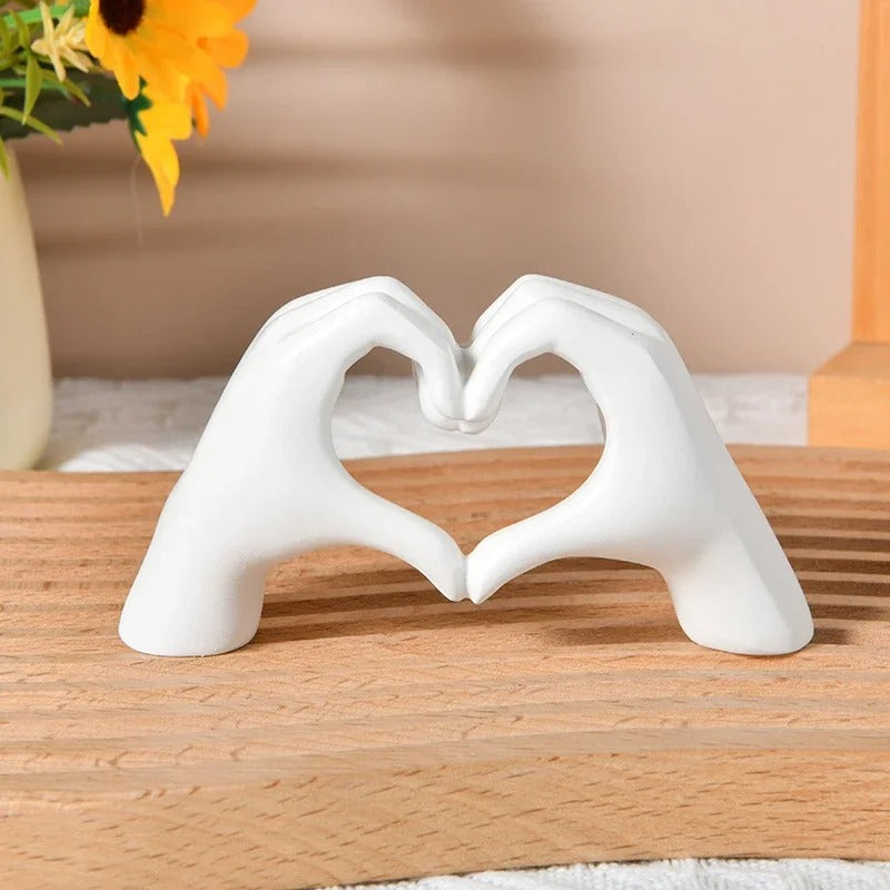 Gold Decoration, Heart Hand Statue for Living Room & Bedroom, Love Finger Modern Hand Gesture Sculpture for Home Shelf