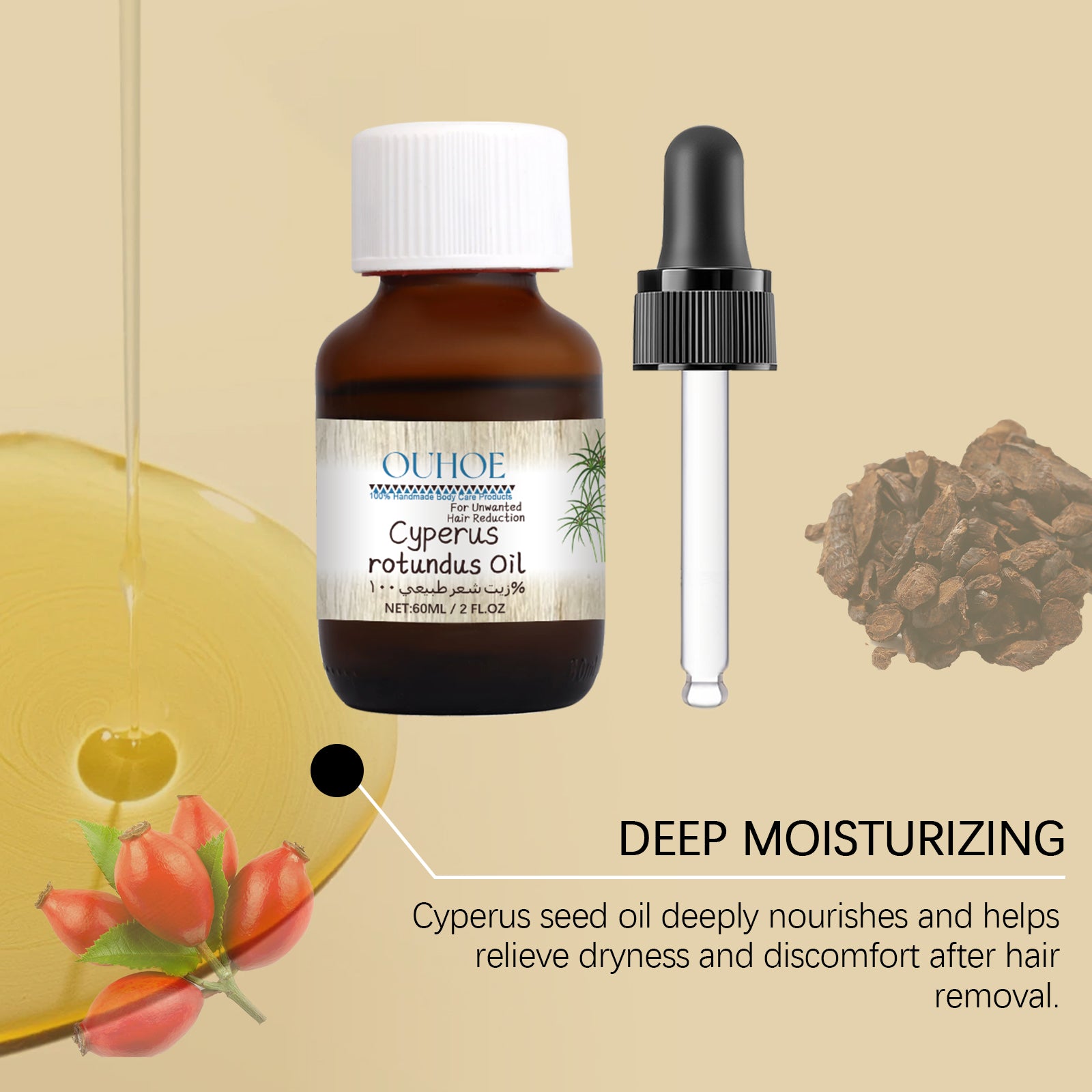 Pure Cyperus Rotundus Oil For Hair Removal Body Hair Inhibitor For Armpit Legs Arms Smooth Body Ski 4