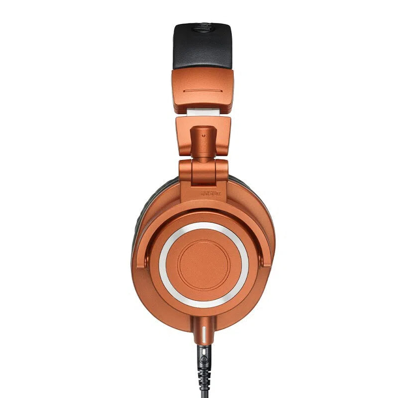 Professional M50X HIFI Audio Headphones, Fully Enclosed Foldable Earphones, Orange Gaming Music Headset