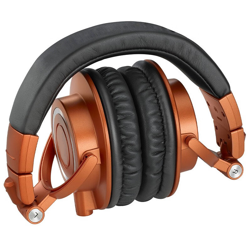 Professional M50X HIFI Audio Headphones, Fully Enclosed Foldable Earphones, Orange Gaming Music Headset