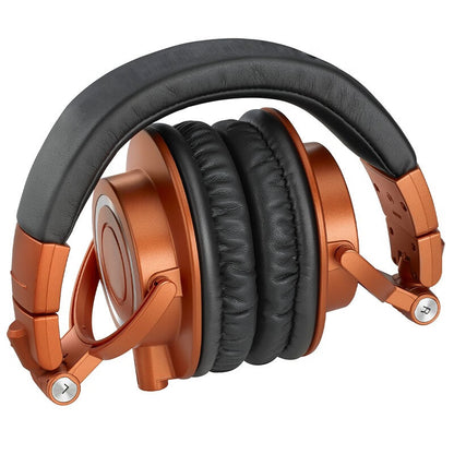 Professional M50X HIFI Audio Headphones, Fully Enclosed Foldable Earphones, Orange Gaming Music Headset