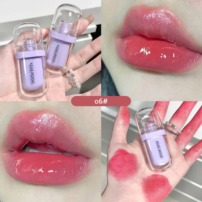 Hydrating Jelly Lip Oil, Crystal Glossy Lip Glaze, Moisturizing Sexy Lips Tint, Lasting Mirror Water Gloss