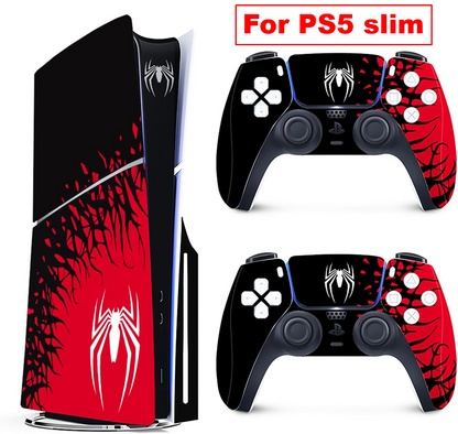 Vinyl Cover Skins For Playstation 5 Slim Console Superhero Skin Wraps Set For PS5 Disc Edition Cont 5