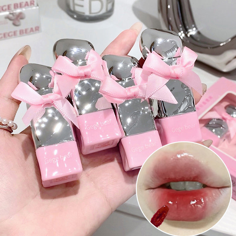 Cute Pink Lip Gloss Waterproof, Jelly Transparent Liquid Lipstick, Water Lip Tint Gift Set Makeup, Beauty Cosmetics