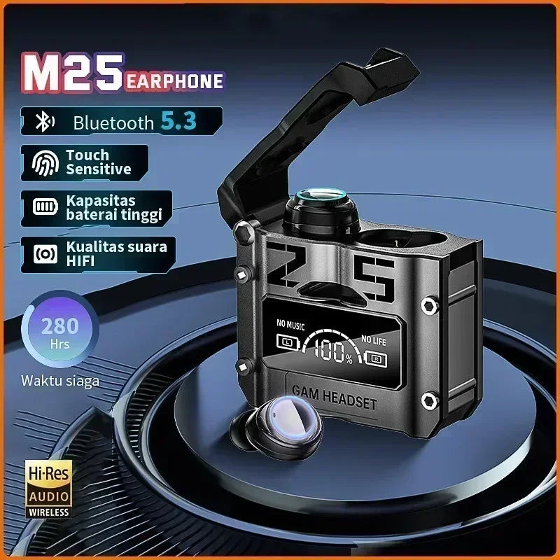 Bluetooth M25 TWS Wireless Headphones, LED Display Earbuds, Noise Reduction Stereo Headset with Touch Control