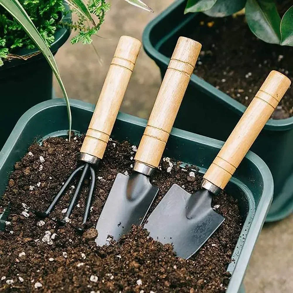 3Piece Mini Garden Tool Set Heavy Duty Small Shovel Trowel  Rake For Flower Pots Cactus Vegetables  1