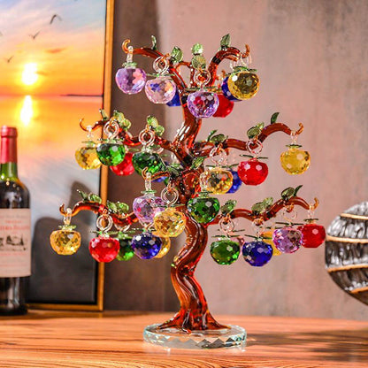 Elegant Crystal Apple Tree Ornament, Feng Shui Glass Apples for Home Decor, Christmas Gift & Collectible Crafts