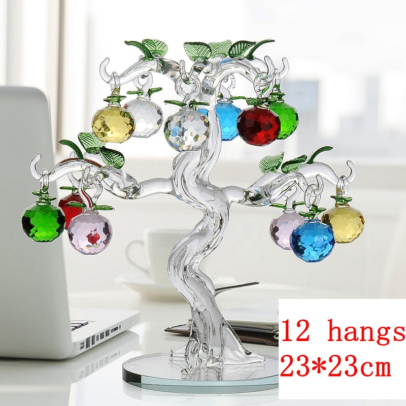 Elegant Crystal Apple Tree Ornament, Feng Shui Glass Apples for Home Decor, Christmas Gift & Collectible Crafts